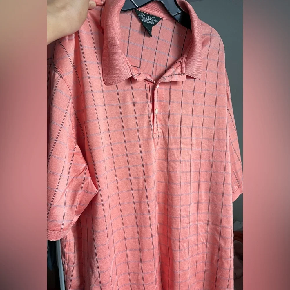 Brooks Brothers Performance Knit Polo Shirt Sz XL 100% Cotton Windowpane Casual